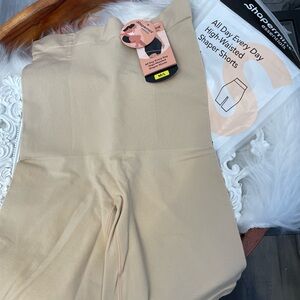 Essentials High-Waisted Shaper Shorts — Beige